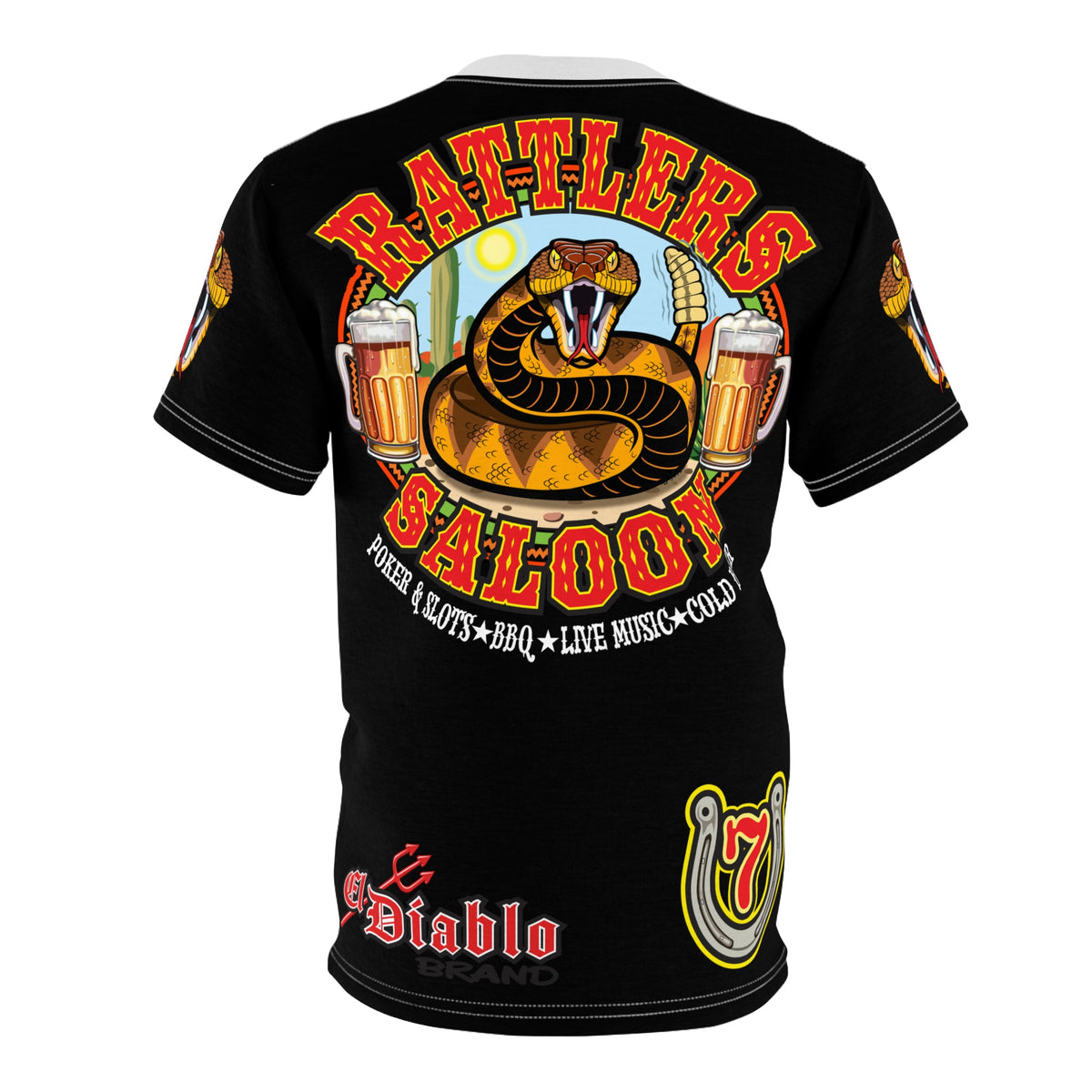 SRT Rattlers Saloon  BADAZZ BLACK SUPER RIDING TEE — Vintage Biker 66 Graphic Shirt