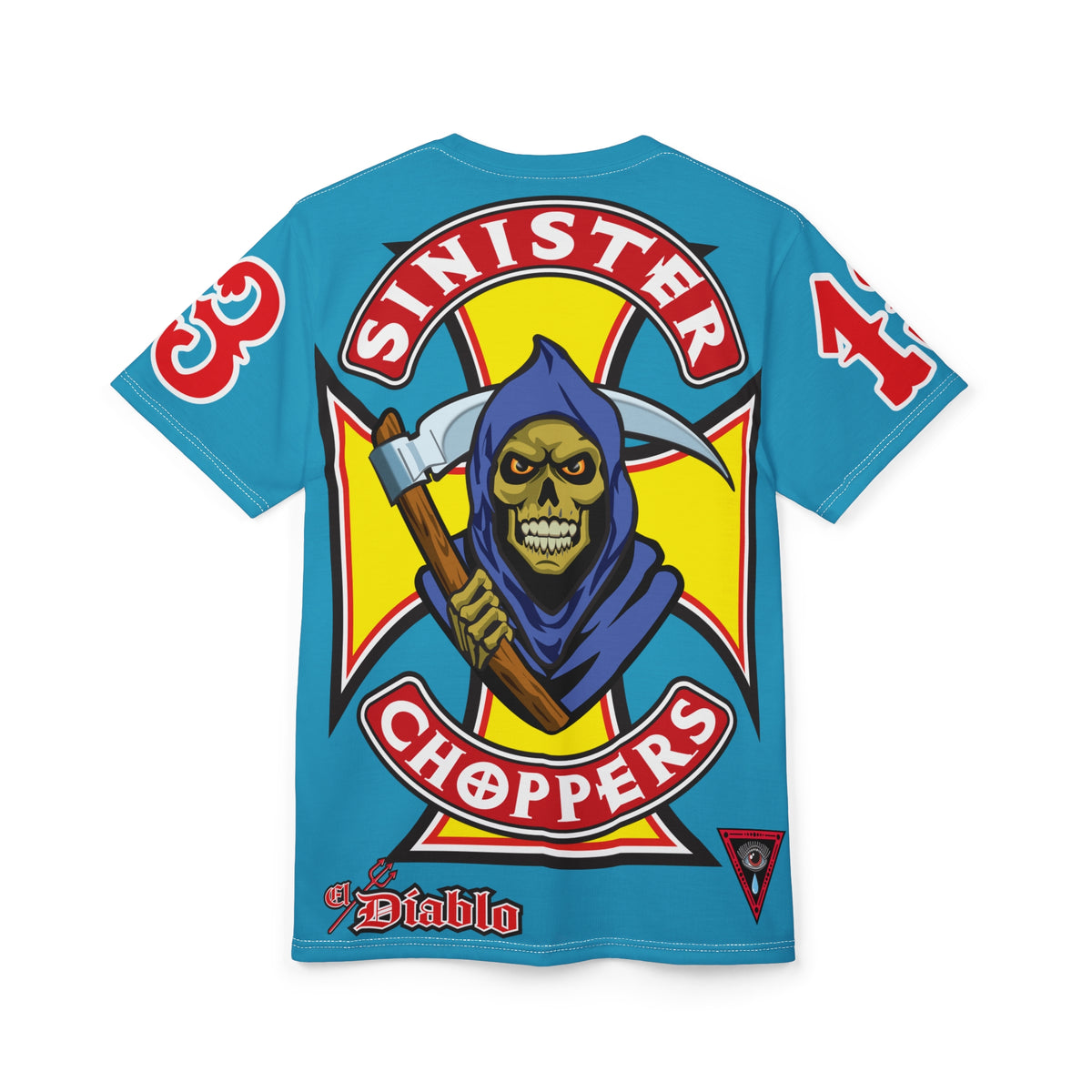 Sinister Choppers Reaper HiViz Super Tee - Unisex Skull Design for Bikers