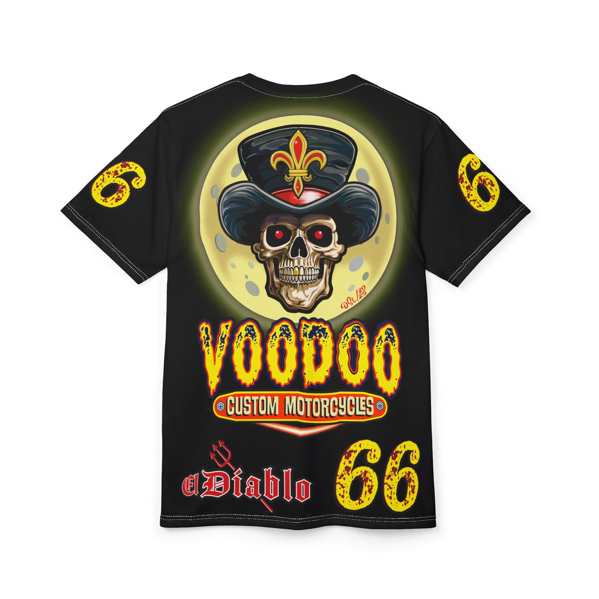 Voodoo Custom Motorcycles Black Magic HiViz Tee, Edgy Graphic Biker Shirt