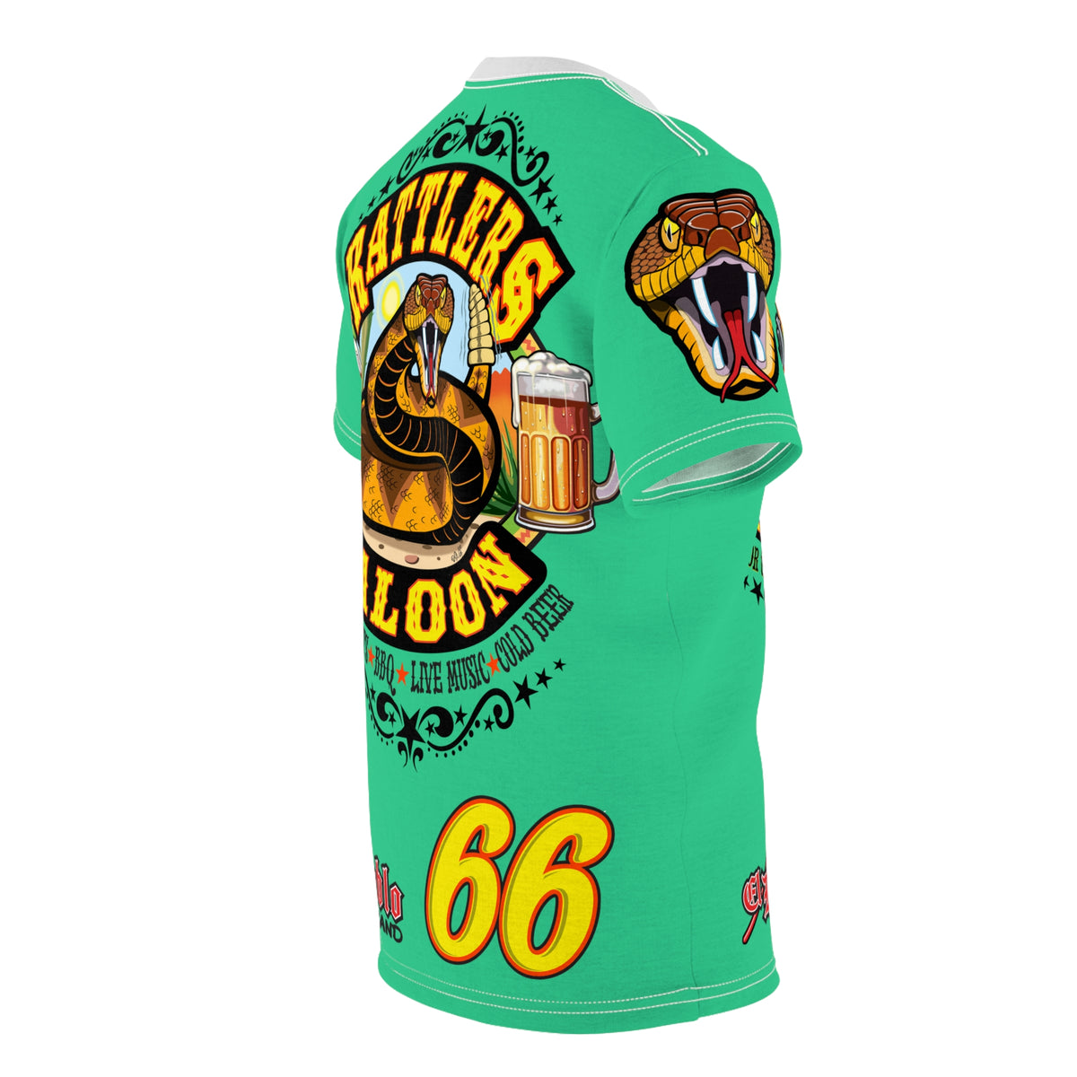 Rattlers Saloon Snake Logo Tee — Vintage Biker 66 Graphic Shirt