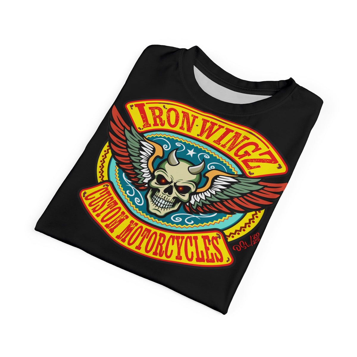 SRT Iron WingZ Custom Motorcycles Graphic Super Riding Tee, Edgy Streetwear, Customized Apparel, Gift for Bikers