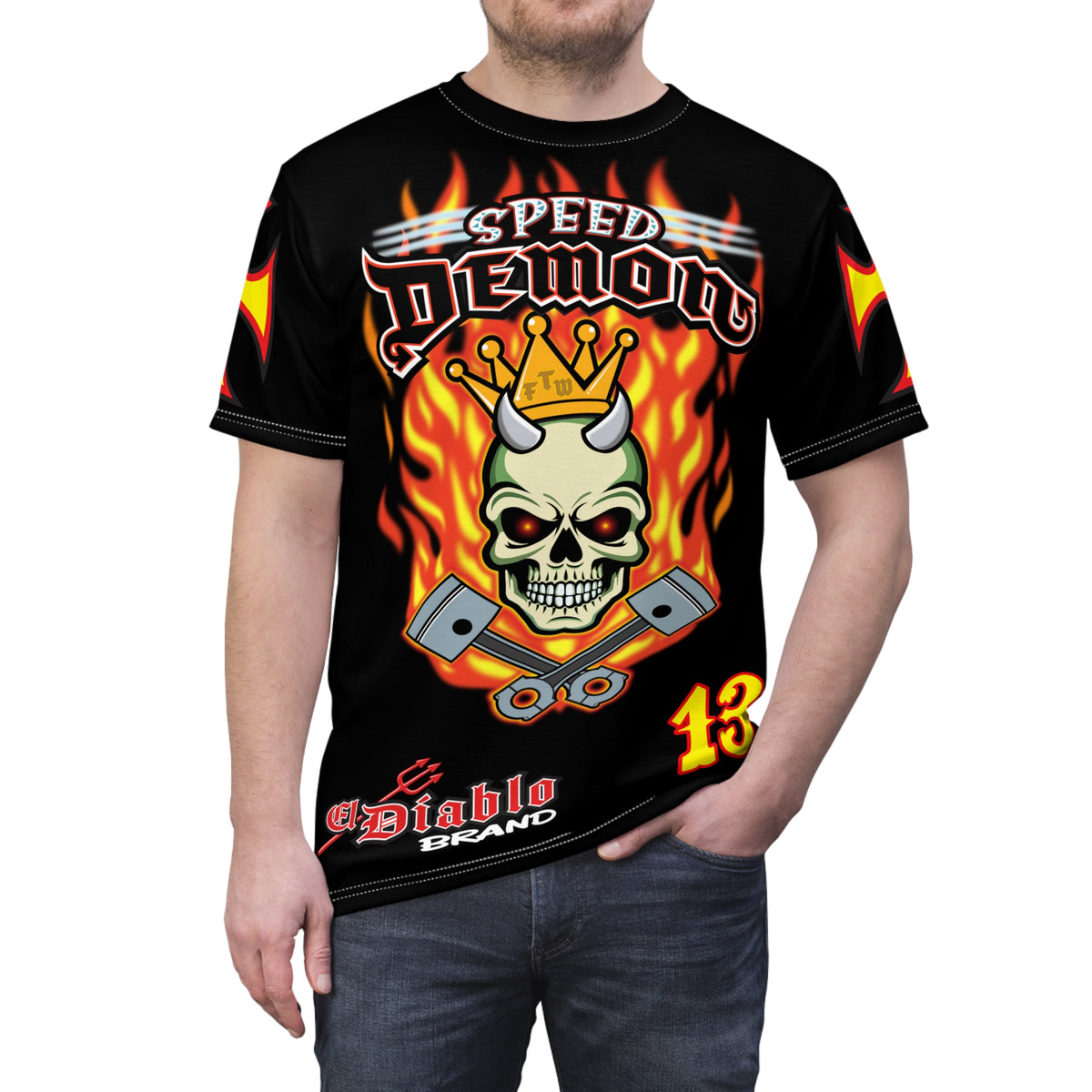 Speed Demon King of Speed Super Tee- Edgy Skull Flame Design for Bikers & Rebels
