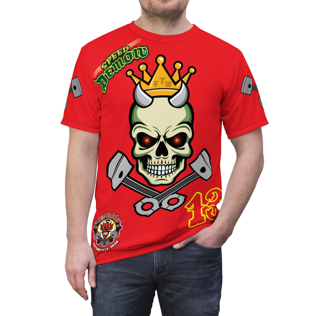 Speed Demon Customs HiViz High Performance Motorcycle Riding Super Tee, Unique High Visibility XL Graphics