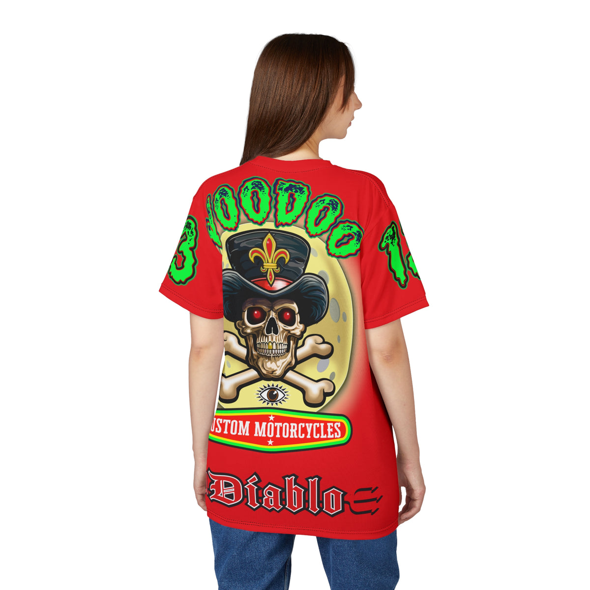 Voodoo Custom Motorcycles HiViz Super Tee, Unique XL Graphics, Custom HiViz Apparel