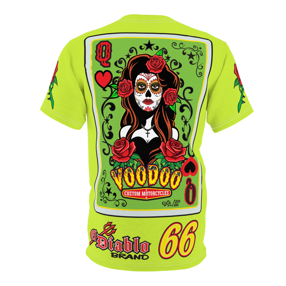 VERY Special HIVIZ Voodoo Custom Motorcycles Tee — Queen of Hearts Super Tee Graphic Shirt