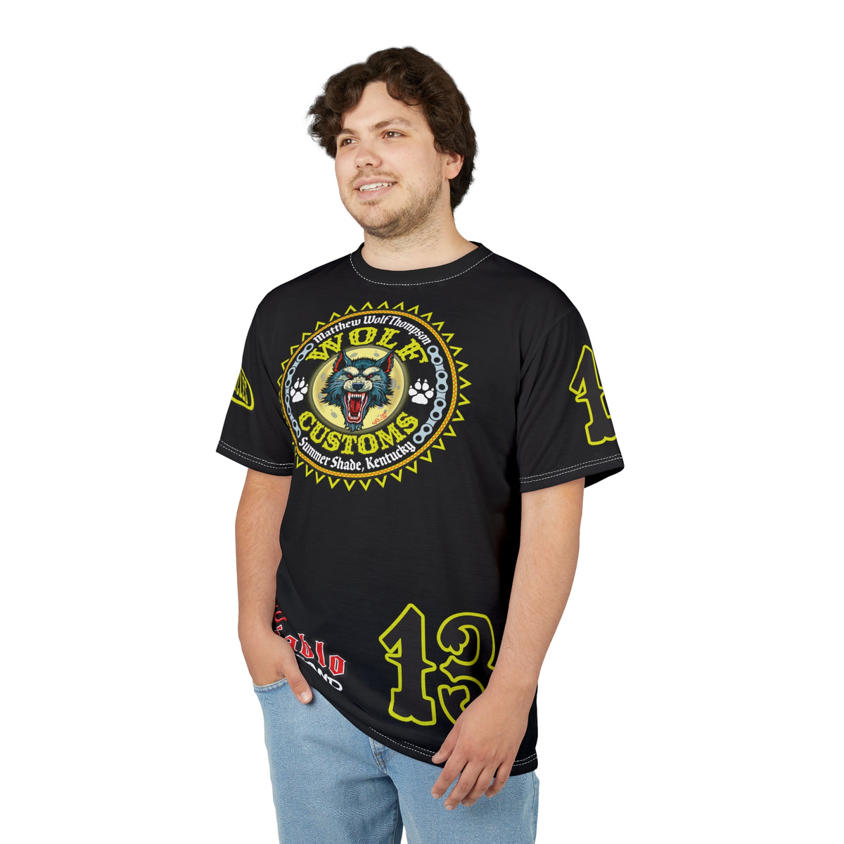 SRT MWT Wolf Customs 13 Black Graphic Super Riding Tee — Retro Motorcycle Club Shirt, The Best Biker Riding Tee EVER !!!