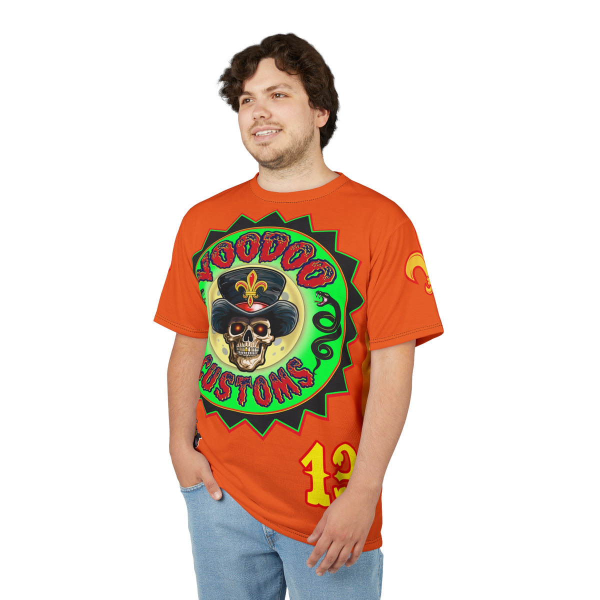 VooDoo Customs Ragin' Cajun Tie Dye Blast Skull & Fleur-de-Lis Graphic Tee