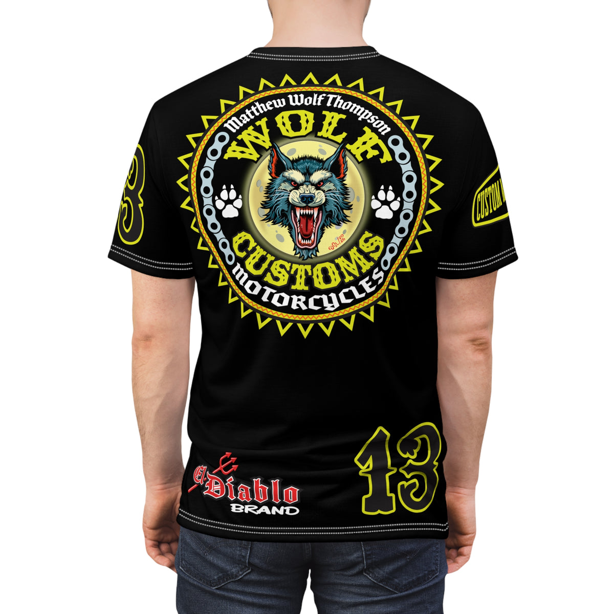 SRT MWT Wolf Customs 13 Black Graphic Super Riding Tee — Retro Motorcycle Club Shirt, The Best Biker Riding Tee EVER !!!