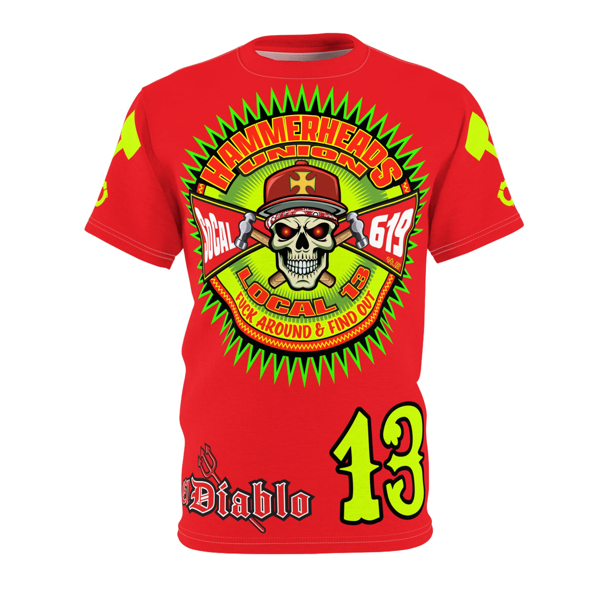 Hammerheads Union Local 13 -  SoCal 619 Special Edition - Custom HiViz Motorcycle Riding Tee Shirt _ Super Comfort and Fit