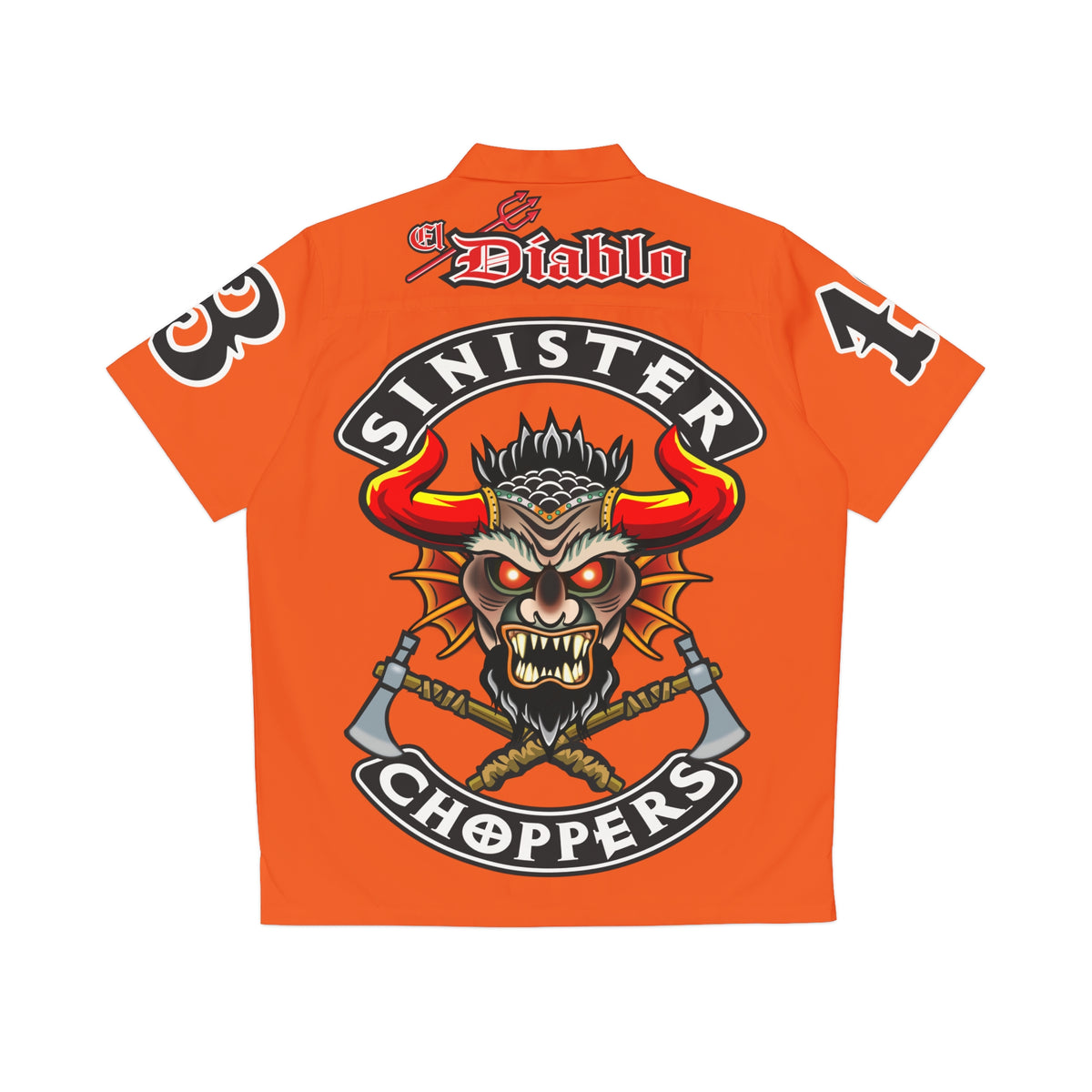 Big Bopper Sinister Choppers - Men's Hawaiian Shirt - Loose, Comfortable Button Up Shirt for Easy Breezy Riding - Sizes to 5XL