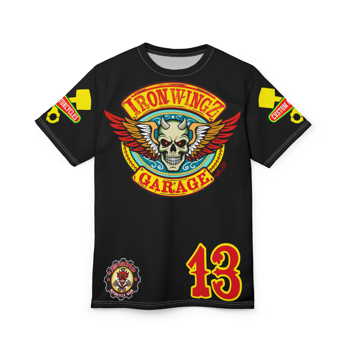 Iron WingZ Customs HIviz Graphic Super Tee, Edgy Streetwear, Customized Apparel, Gift for Bikers