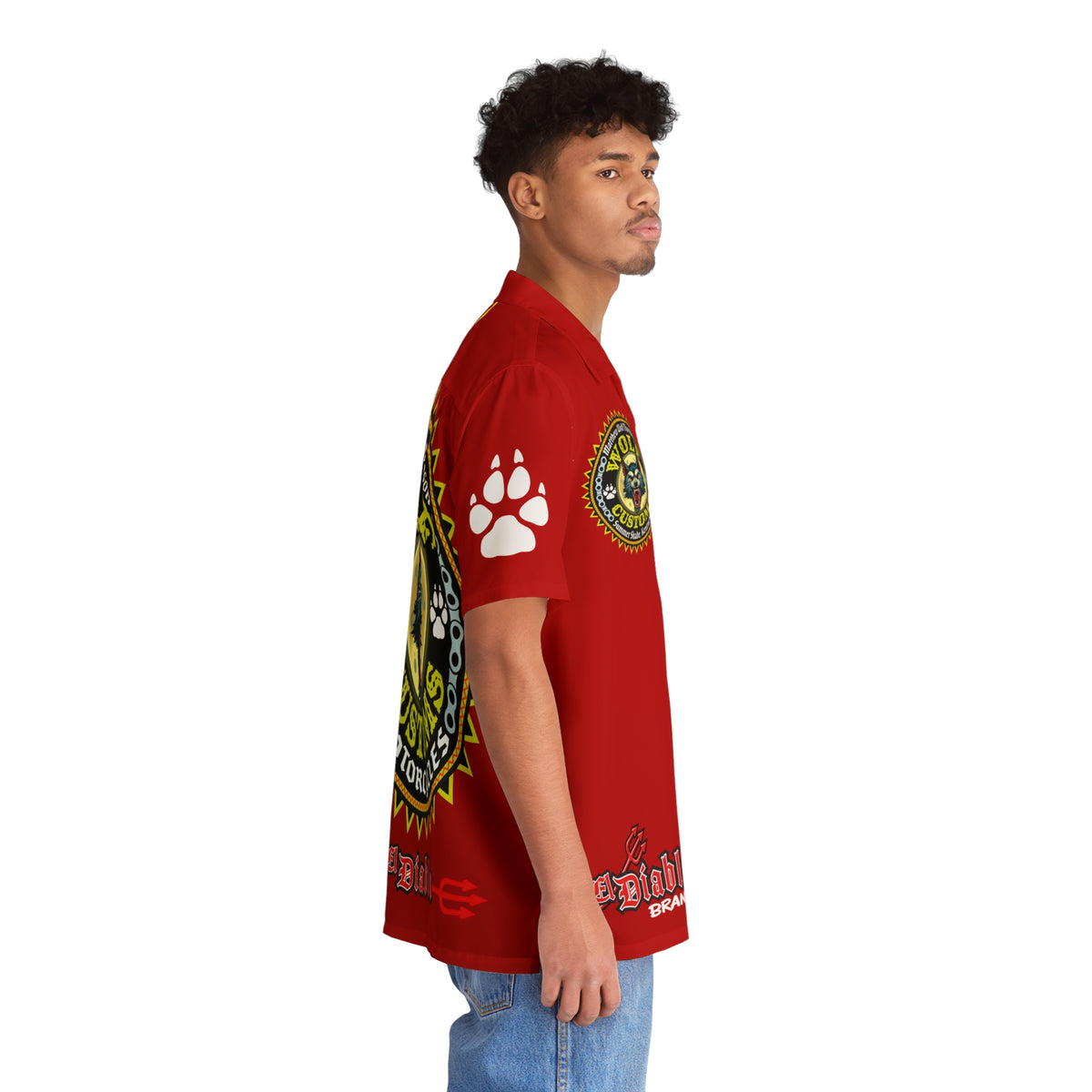 Big Bopper MWT Wolf Customs Motorcycle Hawaiian Shirt -  For Big Boys to Size 5XL