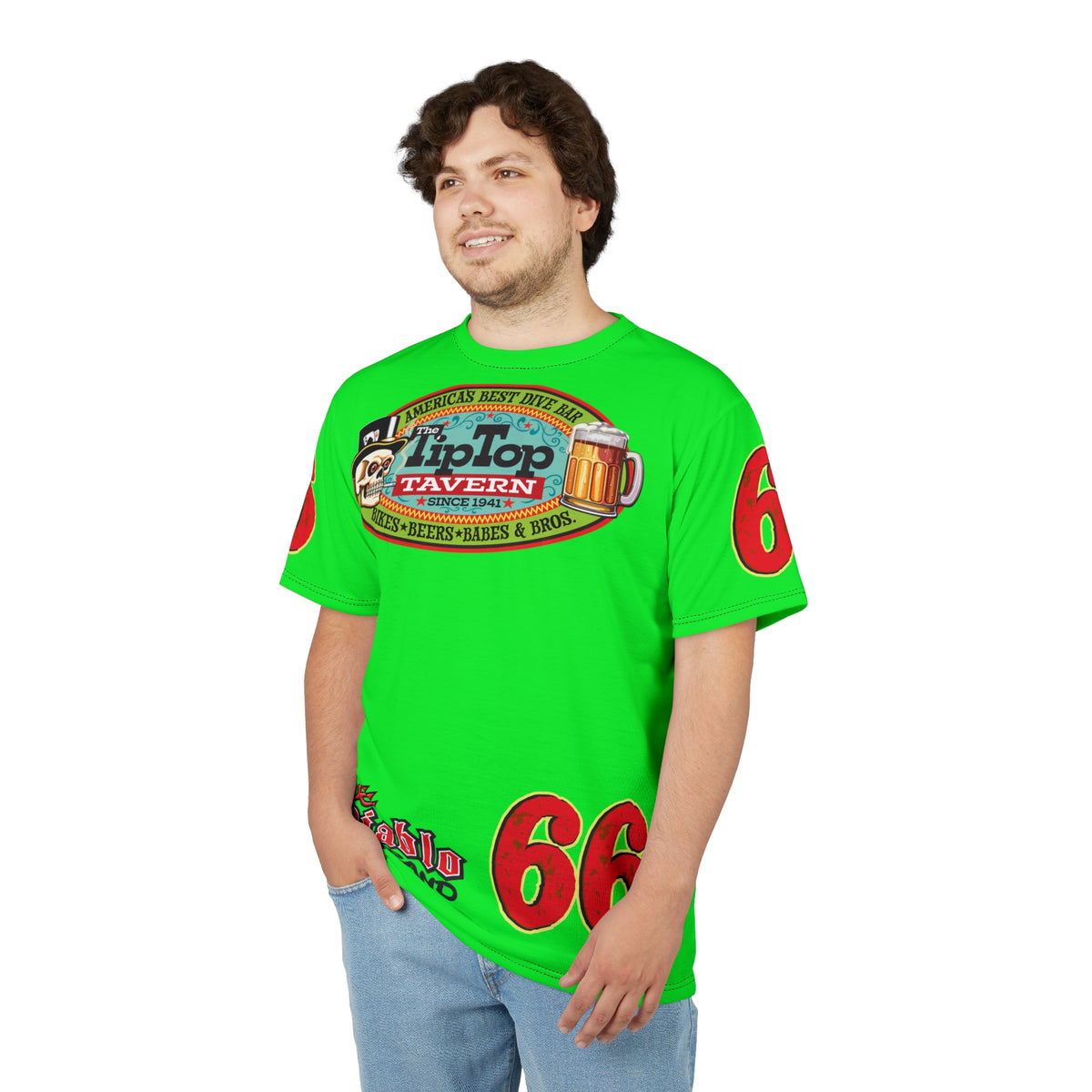 VERY SPECIAL Tip Top Tavern Dive Bar -HiViZ Lumina Green Super Riding Tee (*Limited Edition) - Florida's Best Dive Bar, Bikes Beers Babes & Bros. - Honouring Biker Bars