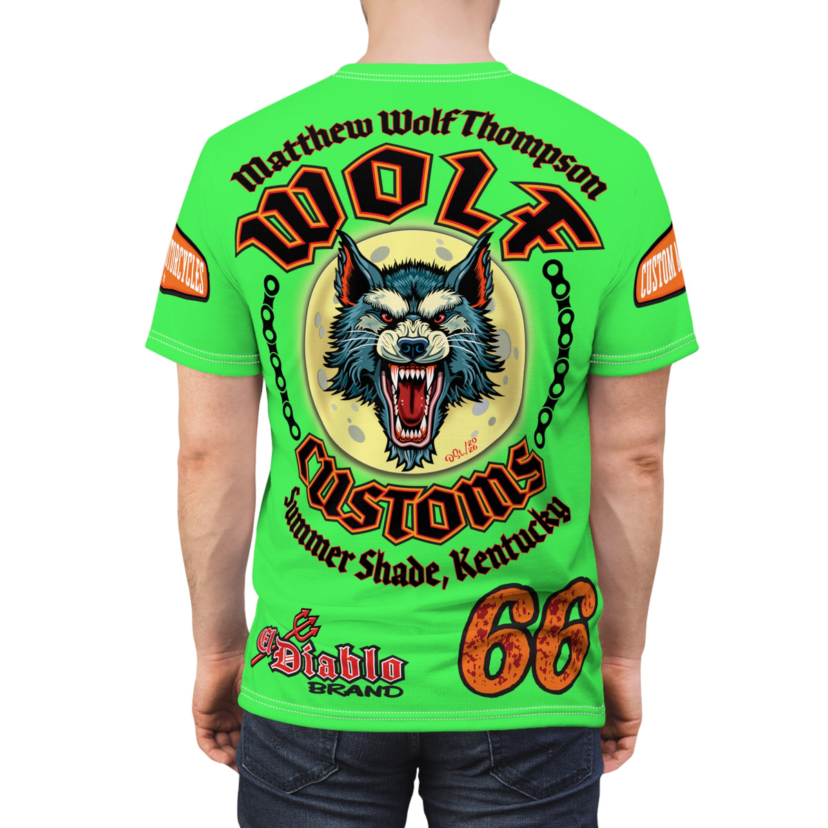 Very Special MWT Wolf Custom Motorcycles HiViZ Super Tee — Viciously Cool High Performance Motorcycle Riding Shirt