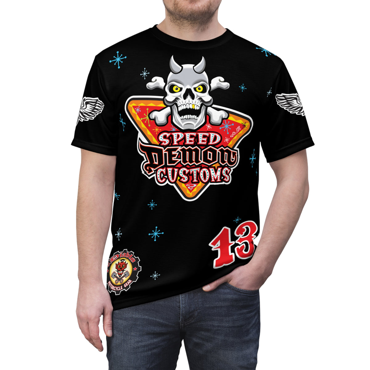 SRT Speed Demon Customs Spectacular  Super Riding Tee - Devilishly Demented Bold Biker Design