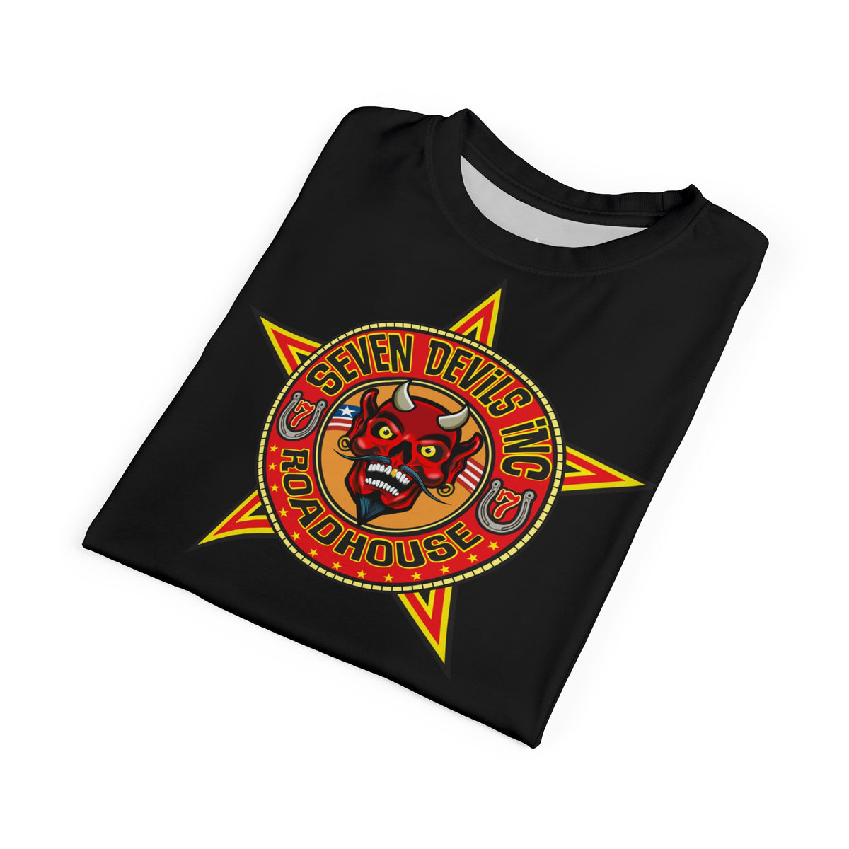 SRT Seven Devils RoadHouse Custom Super Riding Tee - Retro Devil Style Graphic Style