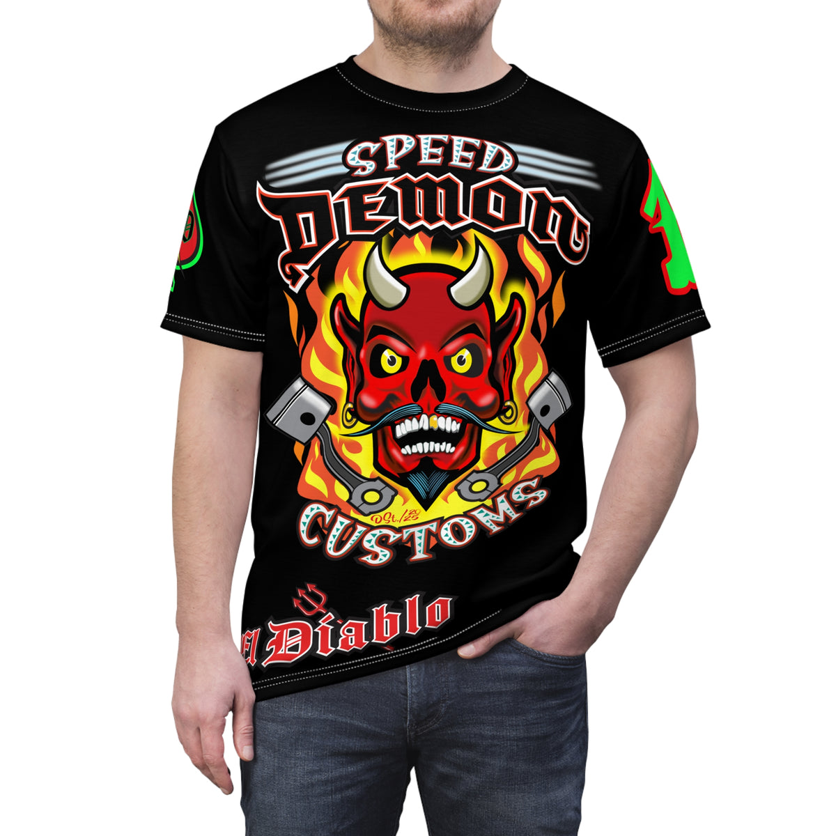 Speed Demon Custom HiViz Unisex Tee - Bold Graphic Harley Enthusiast Super T