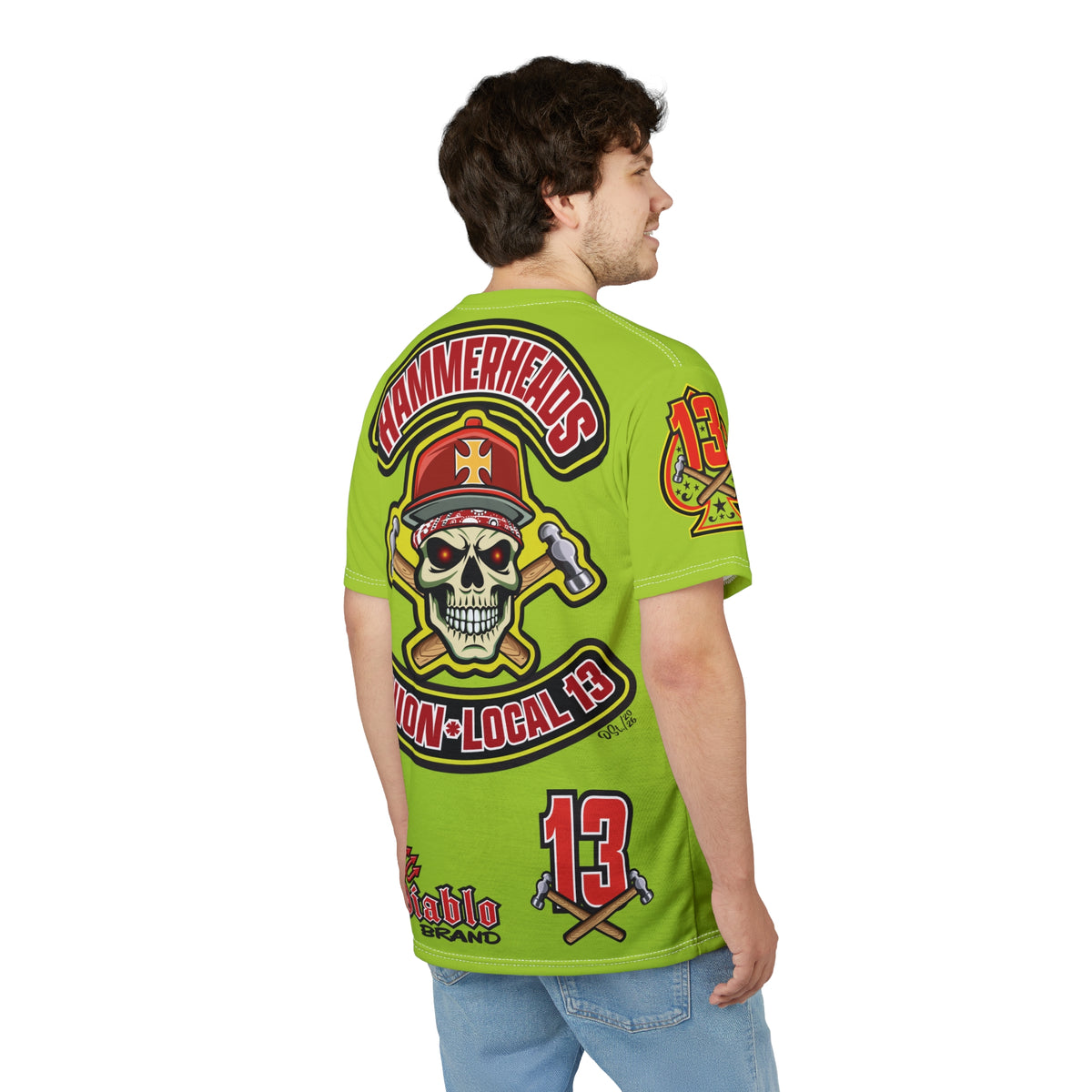 VERY Special Hammerheads Union Local 13 -  Custom HiViz Motorcycle Riding Tee Shirt _ Super Comfort and Fit
