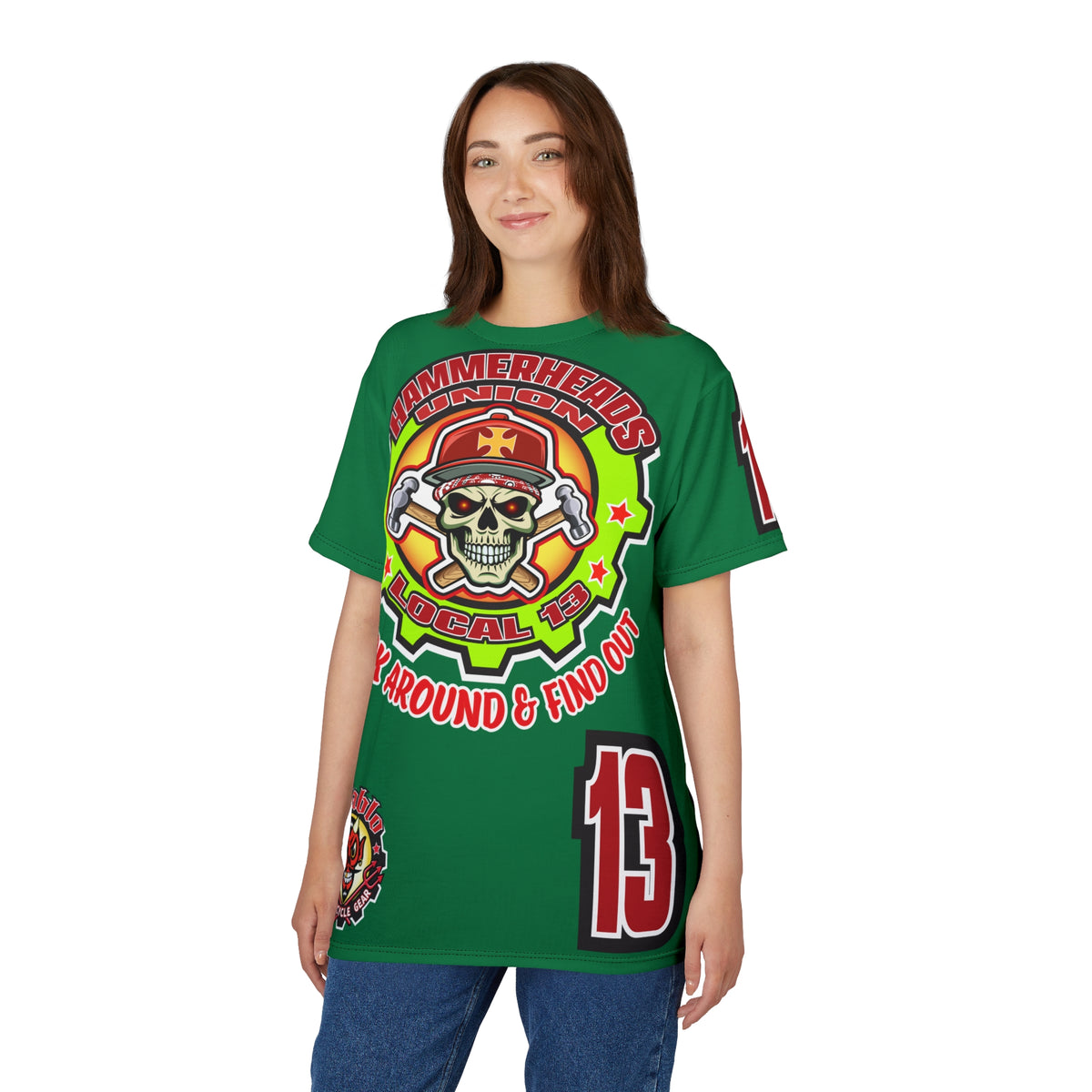 Hammerheads Union Local 13 (FAFO Version) HiViz Super Tee - Rough Tough Bad Attitude Motorcycle Riding Tee