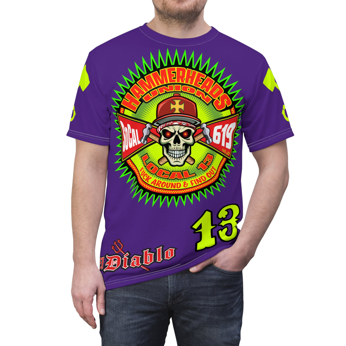 Hammerheads Union Local 13 -  SoCal 619 Special Edition - Custom HiViz Motorcycle Riding Tee Shirt _ Super Comfort and Fit