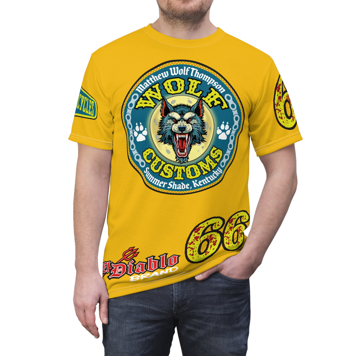 MWT Wolf Customs '66 Graphic Super  Tee — Retro Motorcycle Club Shirt The Best Biker Riding Tee EVER !!!