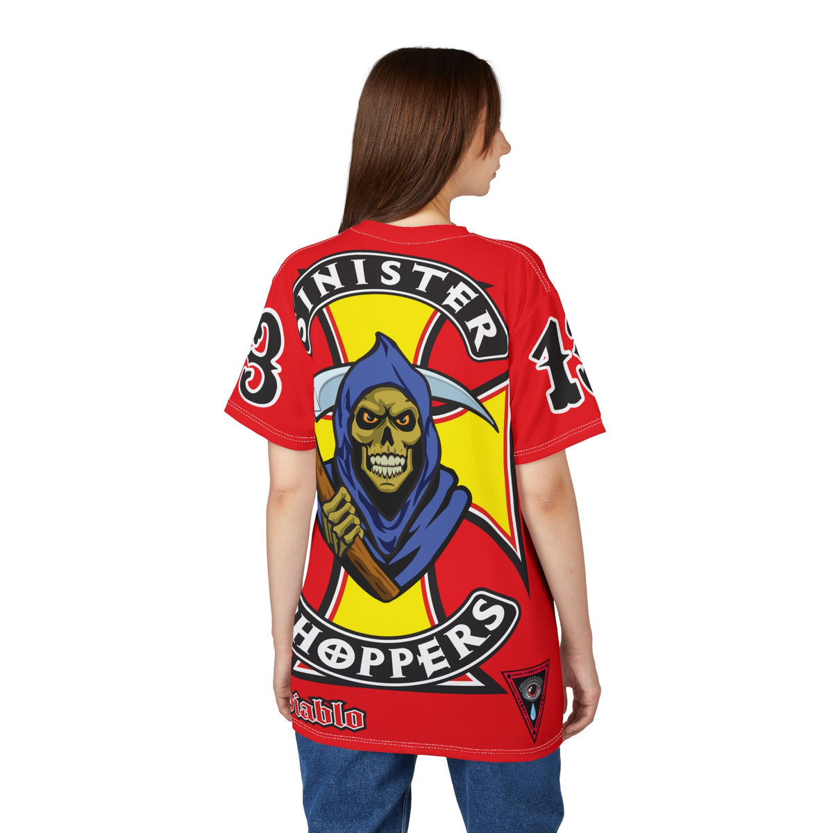 Sinister Choppers Reaper HiViz Super Tee - Unisex Skull Design for Bikers