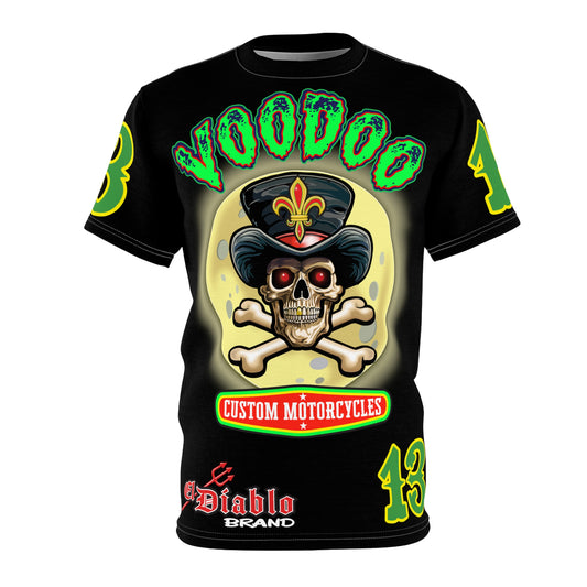 Voodoo Skull Motorcycle HiViz Super Tee, Unique High Colour Graphics Tee, Custom HiViZ Apparel