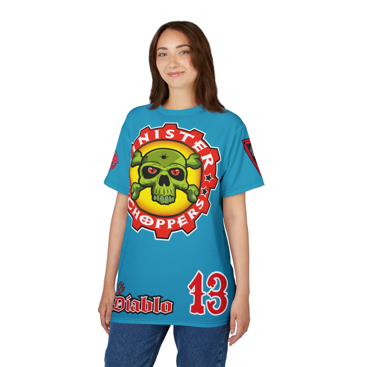 Sinister Choppers Electric Blue Custom Designed HiViz Super Tee