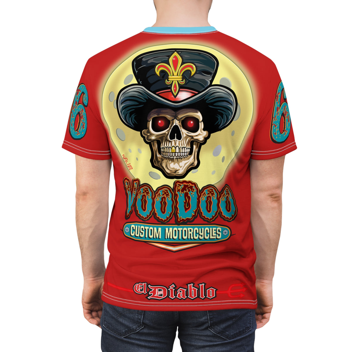 Voodoo Customs Tie Dye Blast Graphic Tee – Unisex- Edgy Style for Bikers