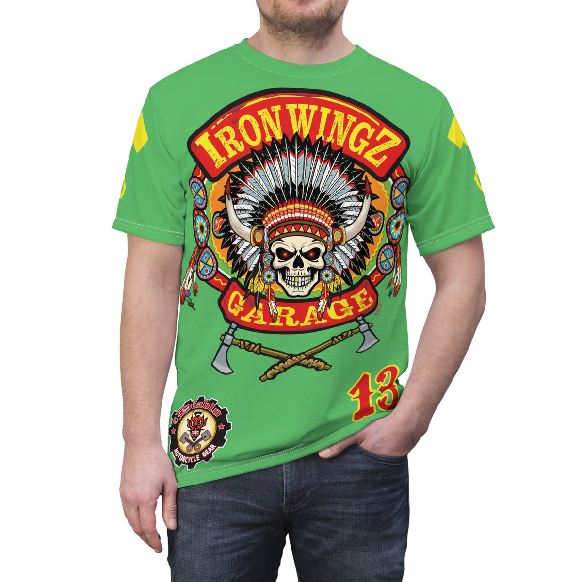 Iron WingZ Garage  Graphic Super Tee, Edgy Streetwear, Customized Apparel, Gift for Bikers