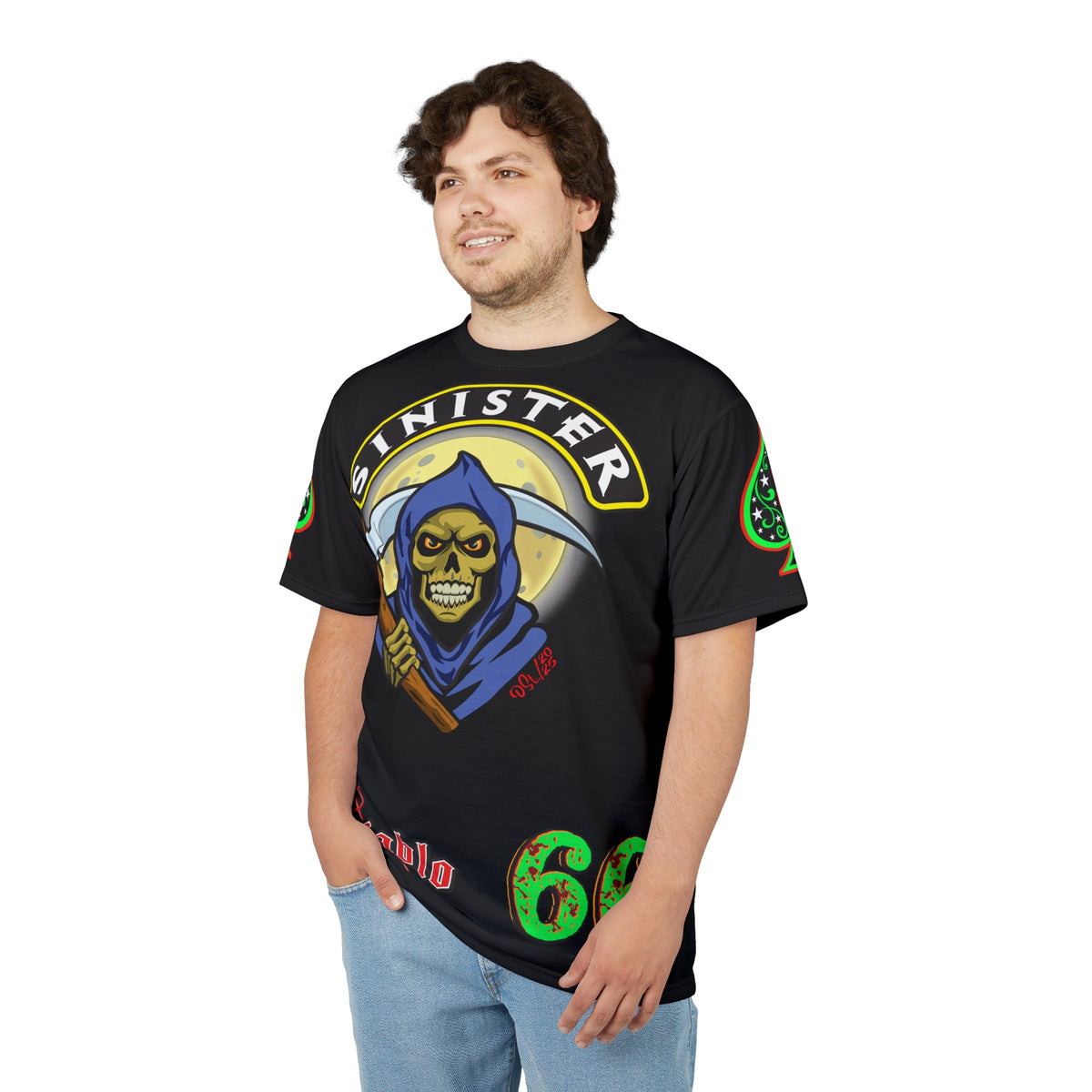 Sinister Choppers Reaper Custom Super Tee - Gothic Graphic T-Shirt for Hardcore Motorcycle Riders