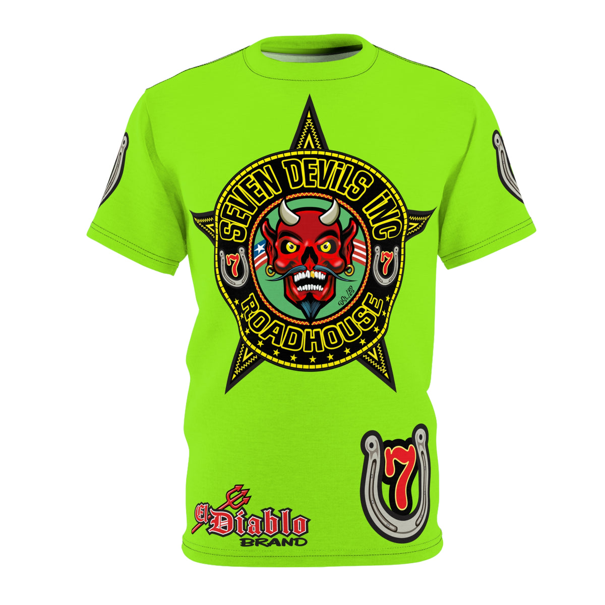 Very Special Seven Devils Road House (BLACK STAR HIVIZ LIMITED EDITION) Custom Super Riding Tee - Retro Devil Style Graphic Style