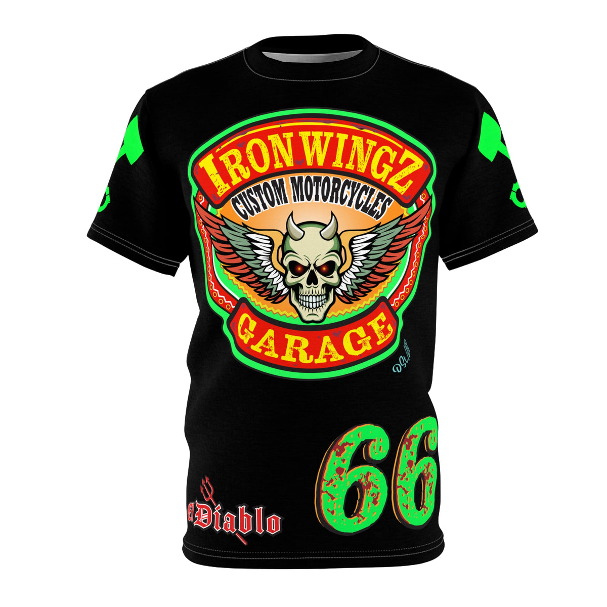 Iron Wingz Custom Motorcycles Super Tee - Badazz Harley Riding HiViz Tee