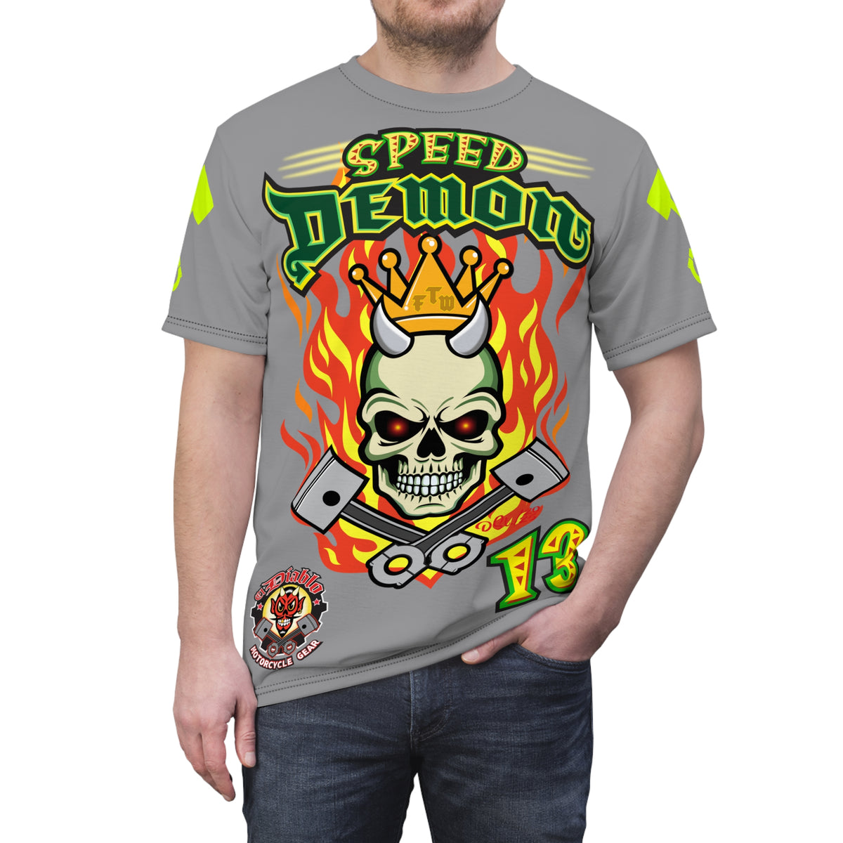 Speed Demon Hellfire HiViz Super Tee - THE Perfect Motorcycle Riding Tee - High Comfort & Perfect Fit Super Tee