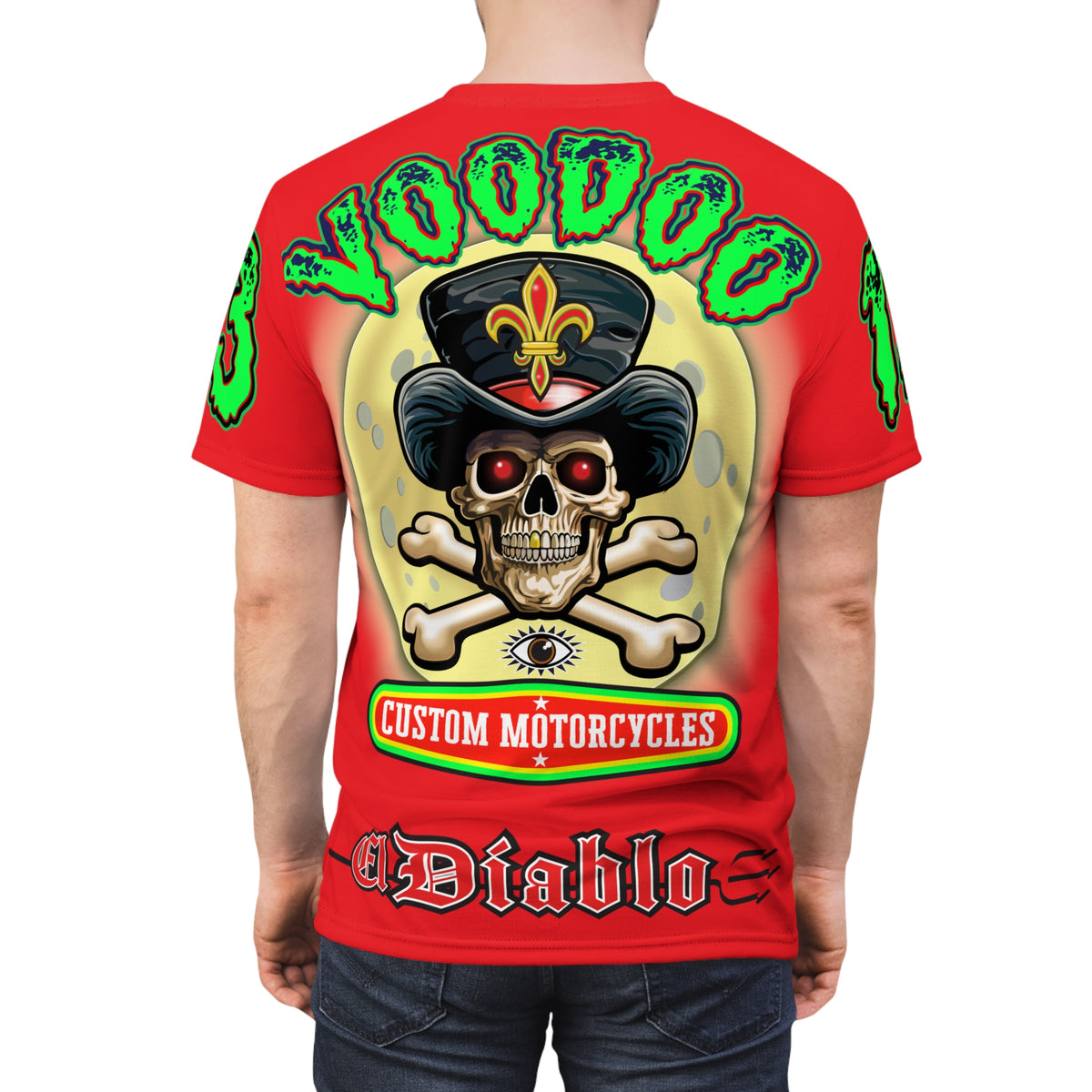 Voodoo Custom Motorcycles HiViz Super Tee, Unique XL Graphics, Custom HiViz Apparel