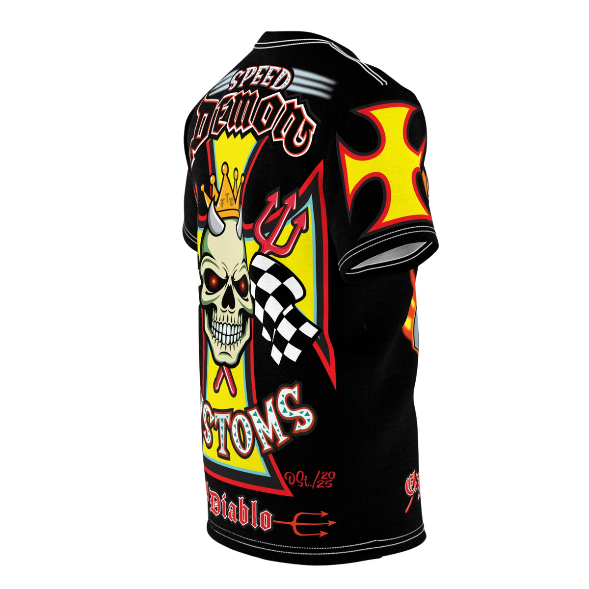 Speed Demon King of Speed Super Tee- Edgy Skull Flame Design for Bikers & Rebels