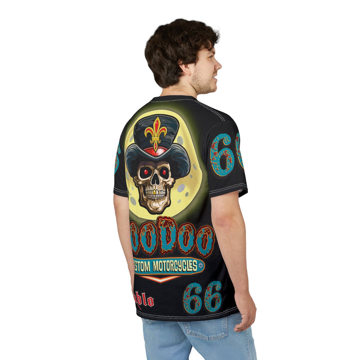 Voodoo Custom Motorcycles Unisex HiViz Tee, Edgy Graphic Shirt, Motorcycle Apparel, Skull T-Shirt, Perfect for Bikers