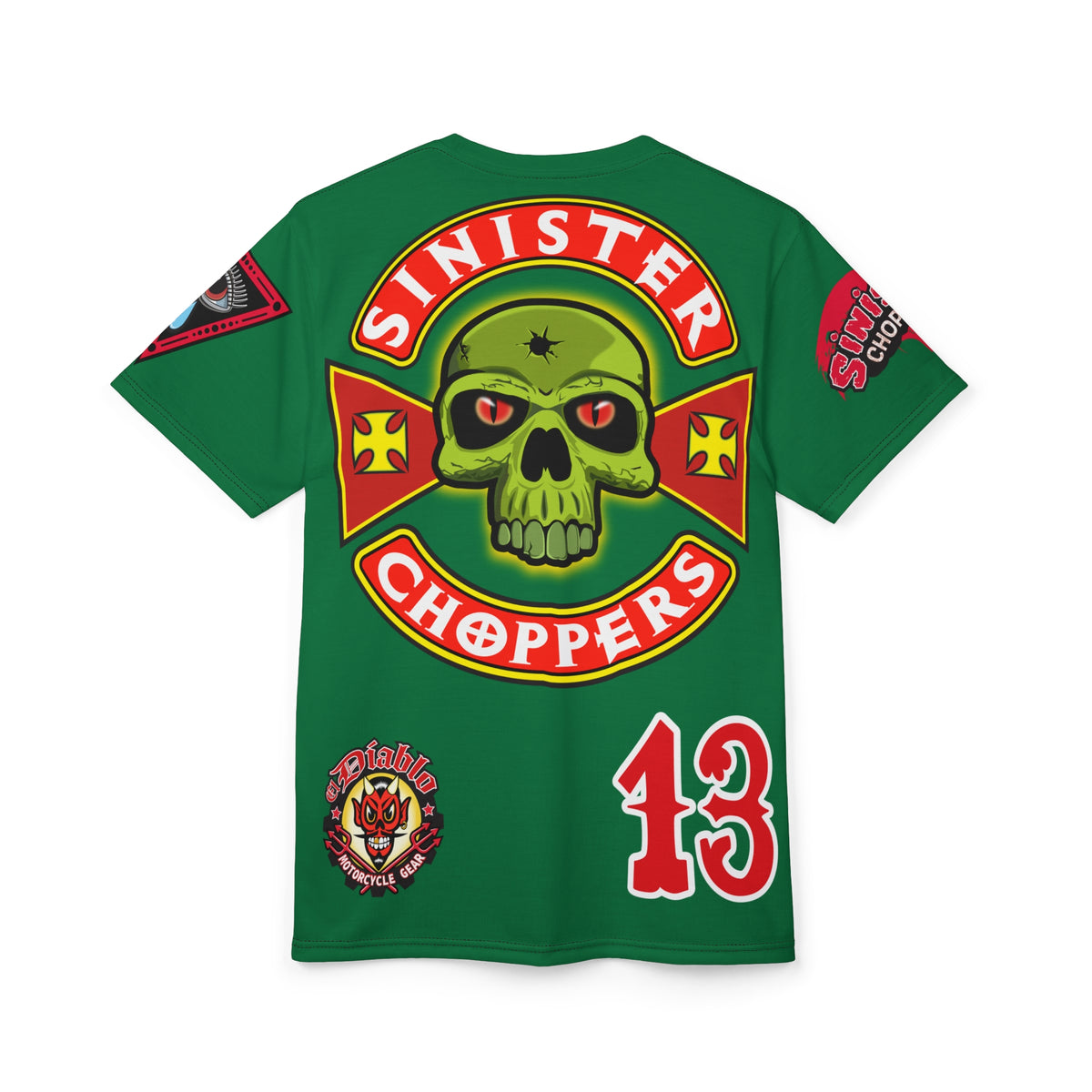 Sinister Choppers  Custom Designed Hunter Green HiViz Super Tee