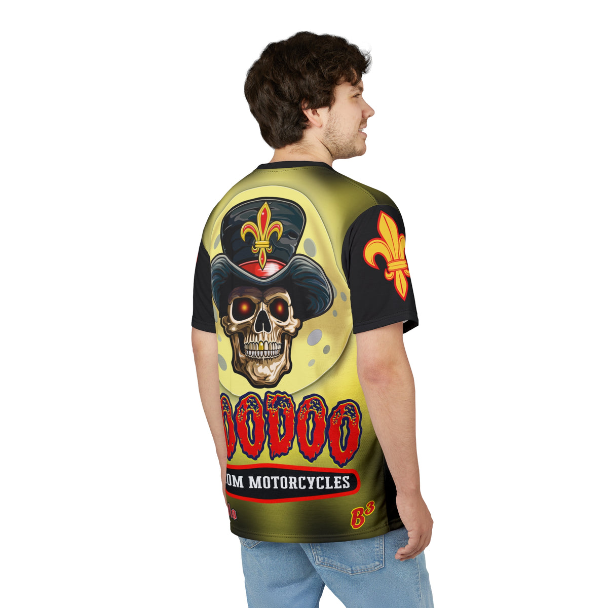 VooDoo Customs Tie Dye Black & Yelo Blast HiViz Super Tee for Harley Riders