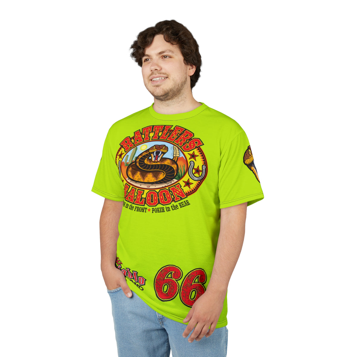 VERY Special Rattlers Saloon  BADAZZ HIVIZ SUPER TEE — Vintage Biker 66 Graphic Shirt