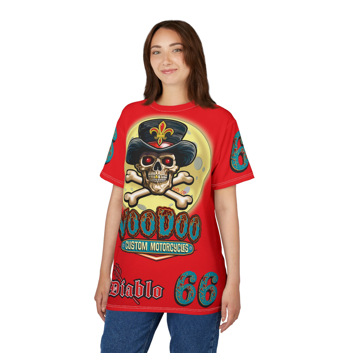 Voodoo Custom Motorcycles  Unisex HiViz Tee, Edgy Graphic Shirt, Motorcycle Apparel, Skull T-Shirt, Perfect for Bikers