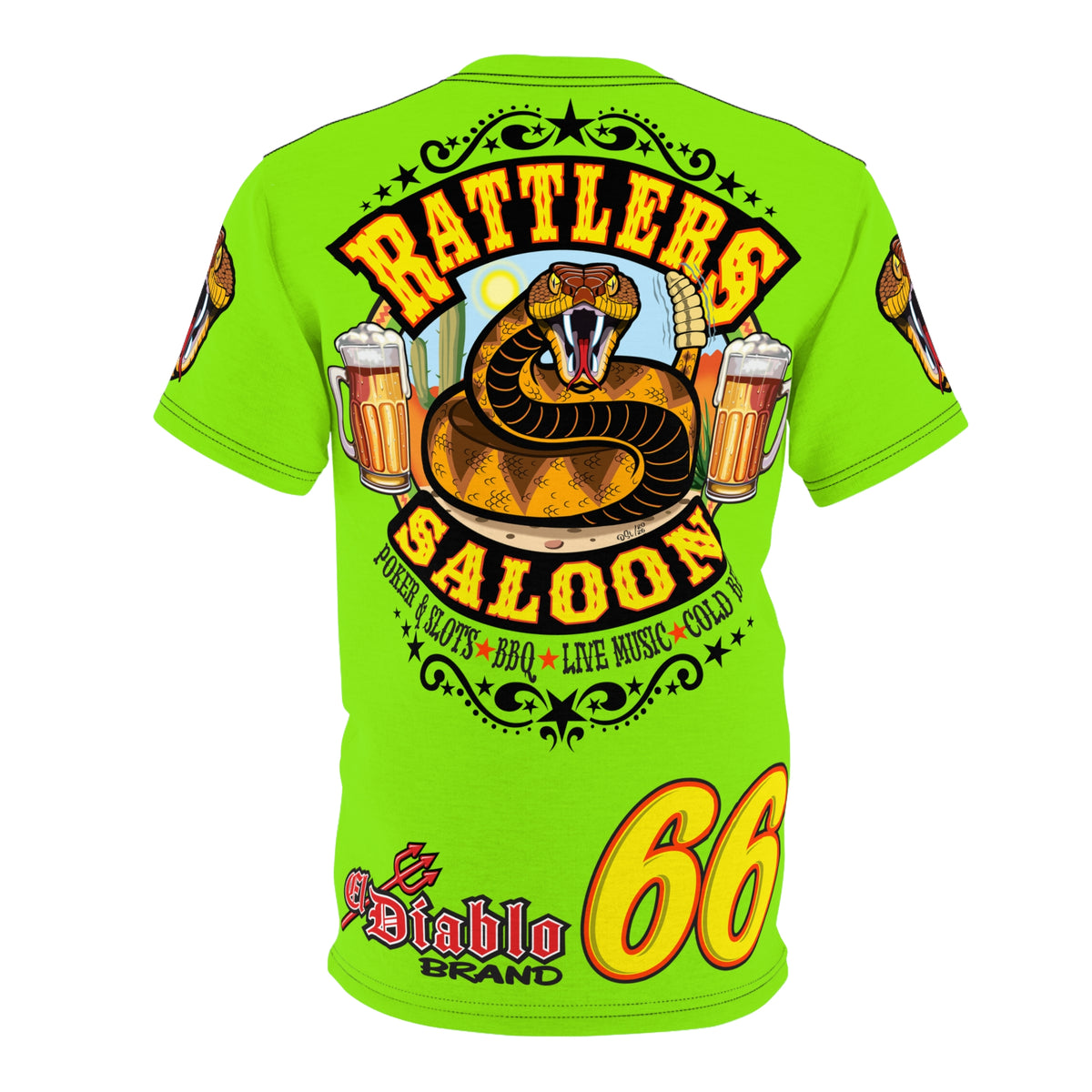 VERY Special HIVIZ Rattlers Saloon  BADAZZ SUPER TEE — Vintage Biker 66 Graphic Shirt