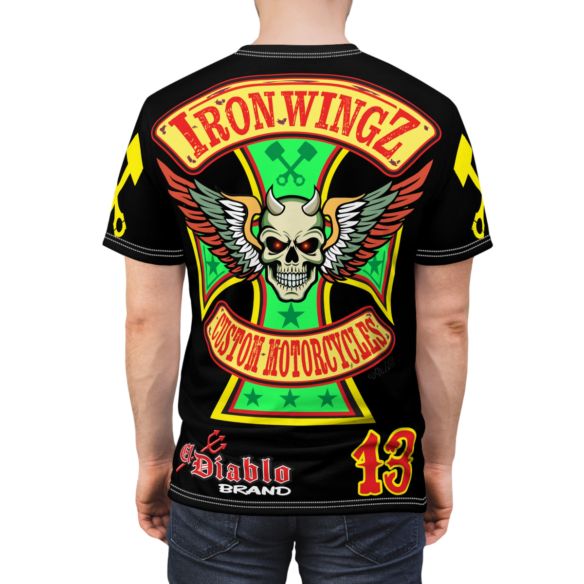SRT Iron WingZ Custom Motorcycles Graphic Super Riding Tee, Edgy Streetwear, Customized Apparel, Gift for Bikers