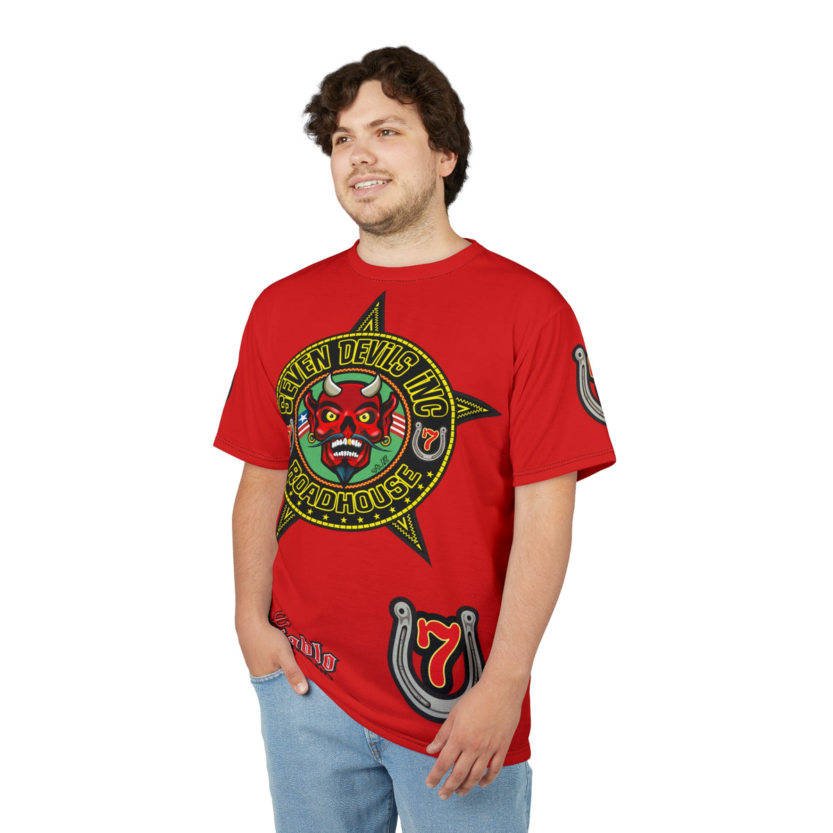 Seven Devils Road House (BLACK STAR HIVIZ LIMITED EDITION) Custom Super Riding Tee - Retro Devil Style Graphic Style