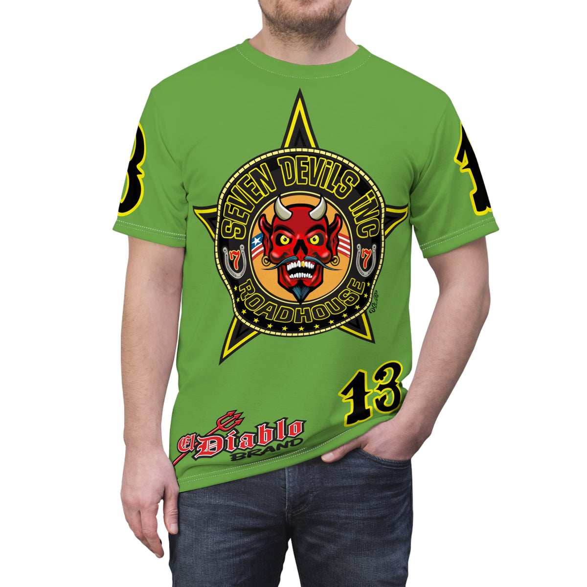 Seven Devils Inc. Roadhouse Bad in  Black Super Tee — Extreme Edgy Graphics - Bad Attitude Custom Biker Riding Gear