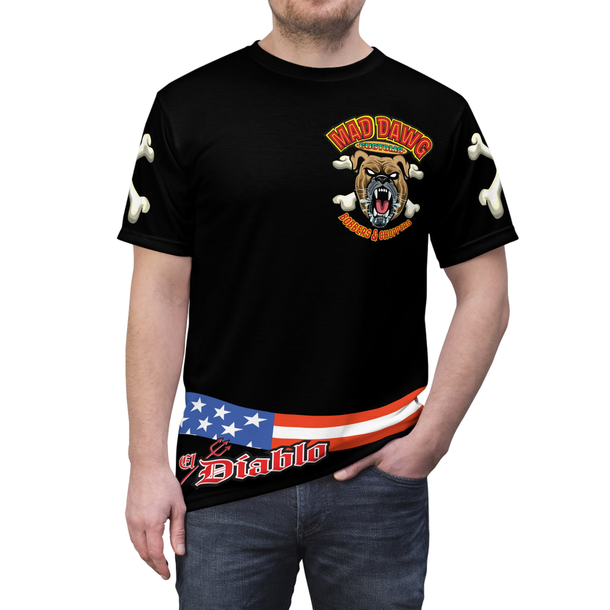 SRT Mad Dawg Customs Americana, Edgy Motorcycle Apparel, HiViz Custom Riding TEE, Rebel Fashion, Biker Style
