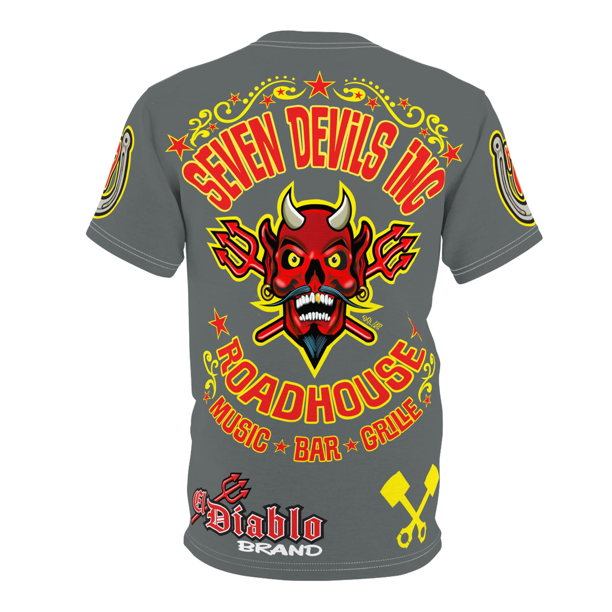 Seven Devils Inc. Roadhouse Deluxe HiViz Graphic Tee - Motorcycle Custom Riding Super Tee