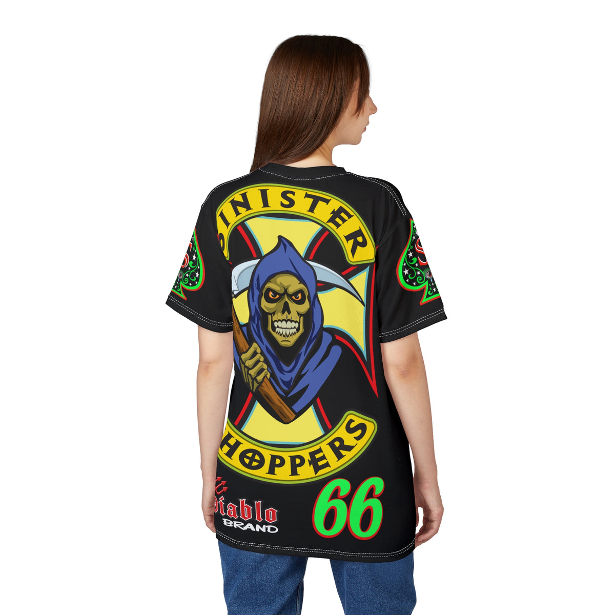 SRT Sinister Choppers Reaper Super Tee - Gothic Graphic T-Shirt for Motorcycle Riders