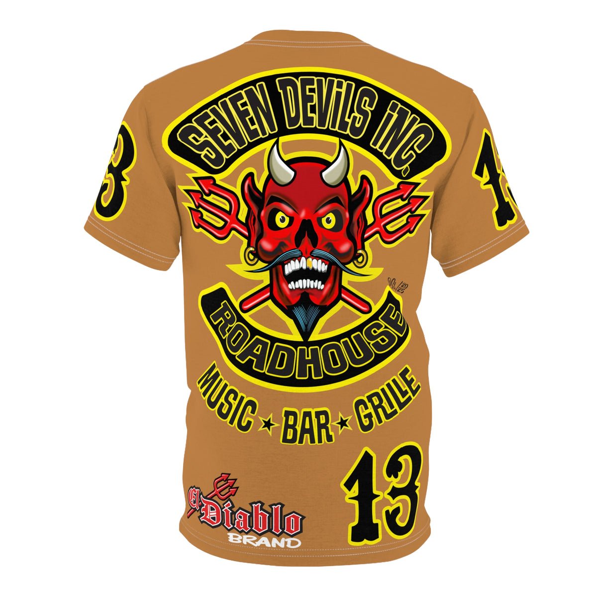 Seven Devils Inc. Roadhouse Black on Black Super Tee — Extreme Edgy Graphics - Bad Attitude Custom Biker Riding Gear