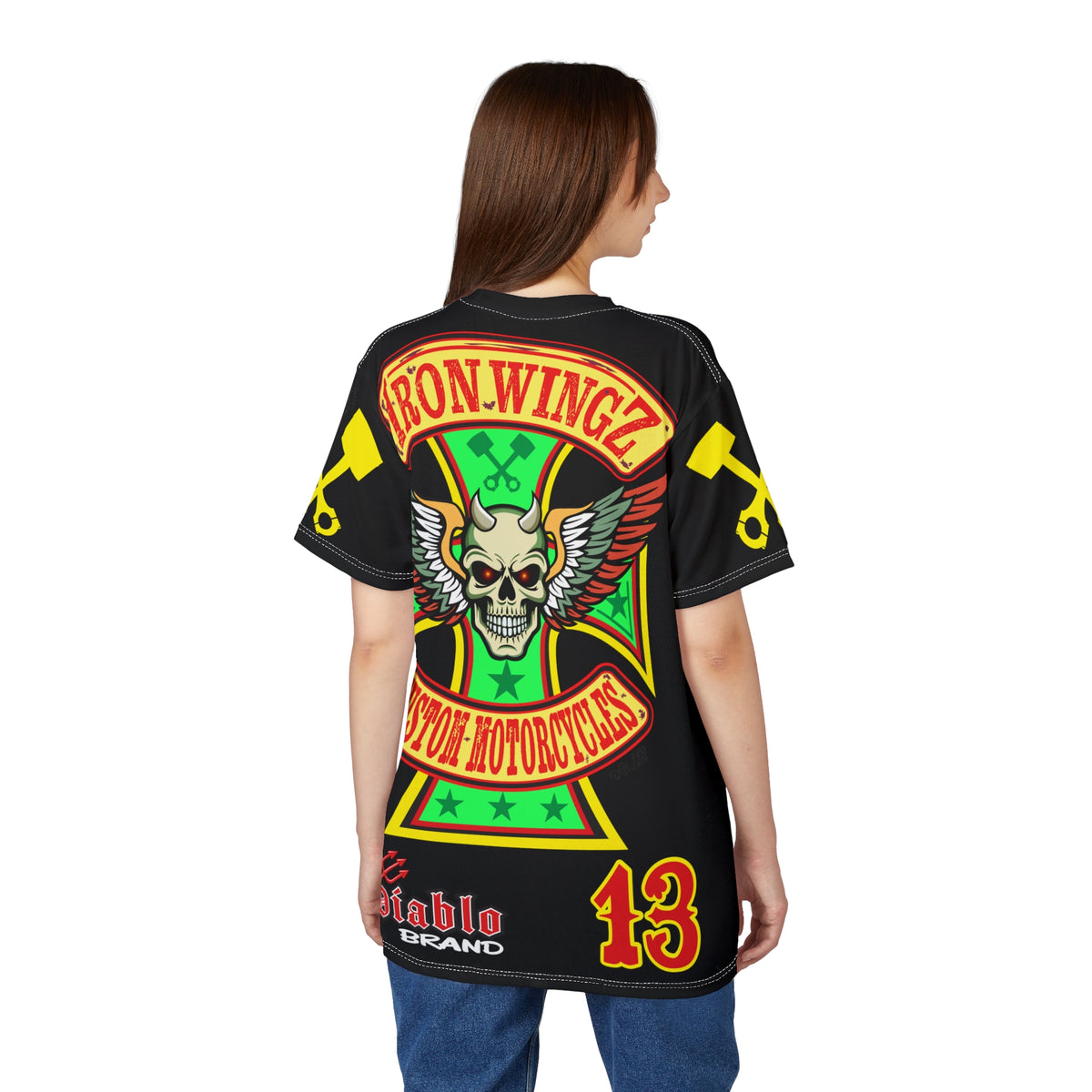 SRT Iron WingZ Custom Motorcycles Graphic Super Riding Tee, Edgy Streetwear, Customized Apparel, Gift for Bikers